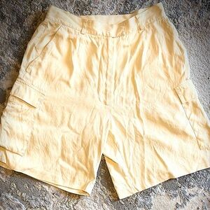 100% Silk Cream Cargo Shorts